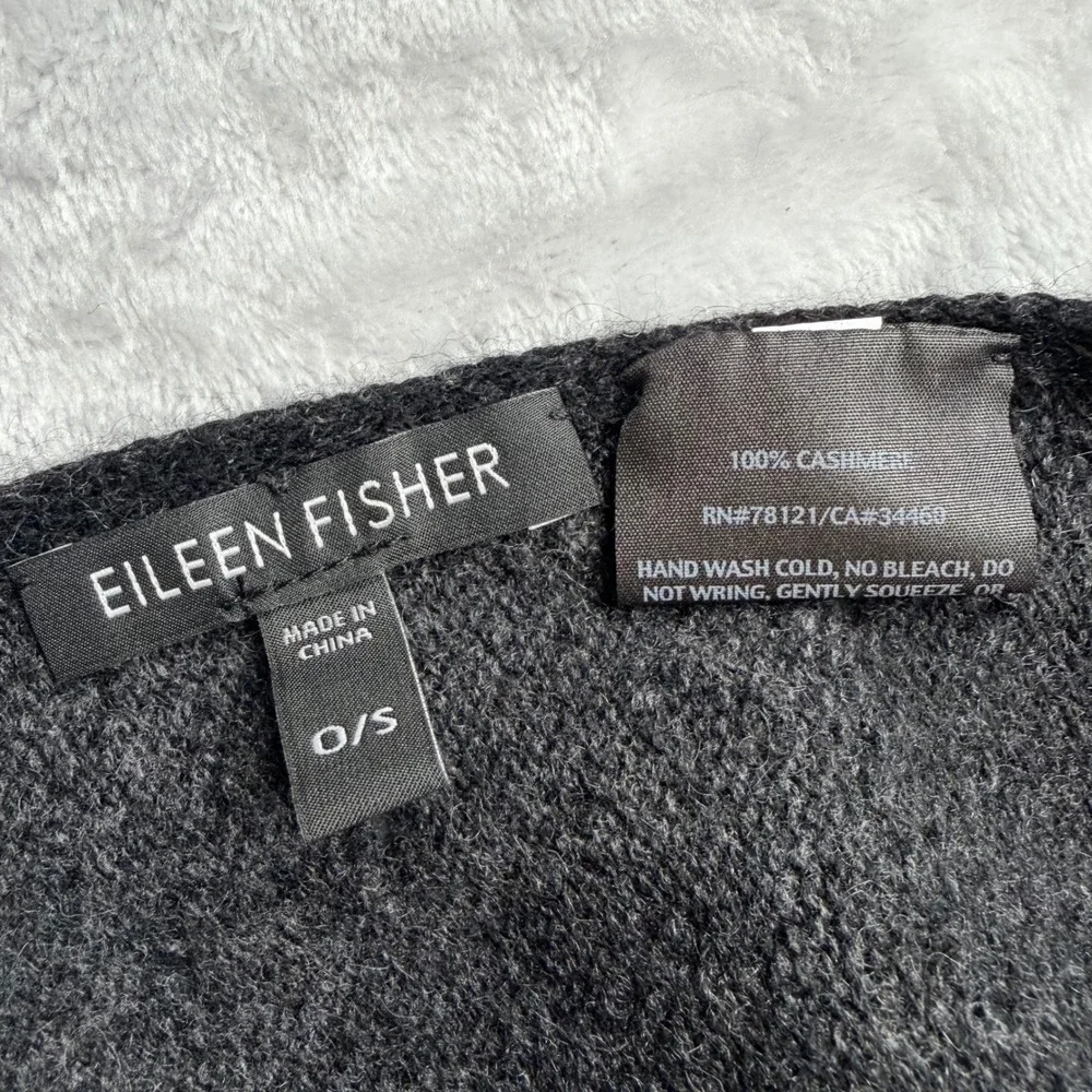 Eileen Fisher 100% Cashmere Pointelle Knit Rectangle Slim Scarf 69